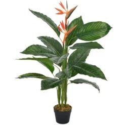 Plante Artificielle Strelitzia Avec Pot Rouge 100 Cm VidaXL