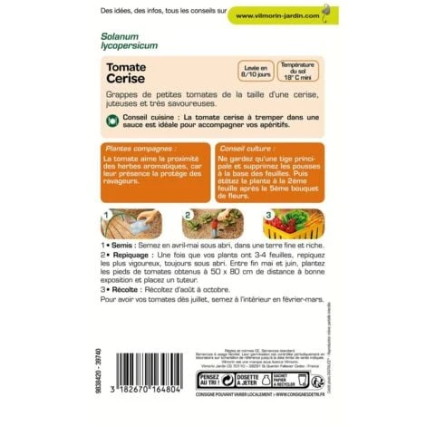 Sachet De Graines Tomate Cerise Vilmorin 0,2gr 4 Sachet De Graines Tomate Cerise Vilmorin 0,2gr – Image 2