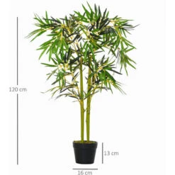 Outsunny Bambou Artificiel Hauteur 1,2 M 552 Feuilles Denses Réalistes Pot Inclus Noir Avec Lichen Vert -Pas Cher Flore Calme Magasin 28443673 3