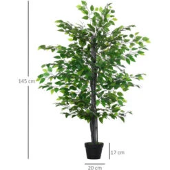 Outsunny Arbre Artificiel Plante Artificiel Banyan Hauteur 1,45 M Tronc Branches Liane Lichen Feuilles Grand Réalisme Pot Inclus -Pas Cher Flore Calme Magasin 29074674 3