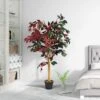 COSTWAY Plante Artificielle Arbre Ficus Artificielle - H 120CM - Déco. Intérieur Et Extérieur Avec Pot Pour Salon Balcon Chambre -Pas Cher Flore Calme Magasin 29642241 1