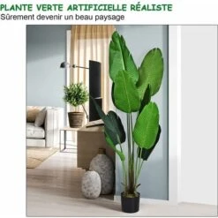 COSTWAY Plante Artificiel Bananier Avec Pot 160CM, Décoration Intérieur Et Extérieu, Idéal Pour Jardin, Magasin, Bureau