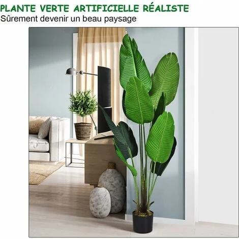 COSTWAY Plante Artificiel Bananier Avec Pot 160CM, Décoration Intérieur Et Extérieu, Idéal Pour Jardin, Magasin, Bureau 3 COSTWAY Plante Artificiel Bananier Avec Pot 160CM, Décoration Intérieur Et Extérieu, Idéal Pour Jardin, Magasin, Bureau