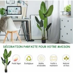 COSTWAY Plante Artificiel Bananier Avec Pot 160CM, Décoration Intérieur Et Extérieu, Idéal Pour Jardin, Magasin, Bureau 9 COSTWAY Plante Artificiel Bananier Avec Pot 160CM, Décoration Intérieur Et Extérieu, Idéal Pour Jardin, Magasin, Bureau -Pas Cher Flore Calme Magasin 29642250 3