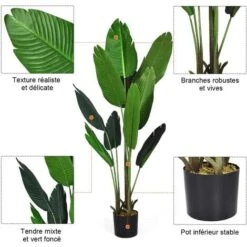 COSTWAY Plante Artificiel Bananier Avec Pot 160CM, Décoration Intérieur Et Extérieu, Idéal Pour Jardin, Magasin, Bureau 10 COSTWAY Plante Artificiel Bananier Avec Pot 160CM, Décoration Intérieur Et Extérieu, Idéal Pour Jardin, Magasin, Bureau -Pas Cher Flore Calme Magasin 29642250 4