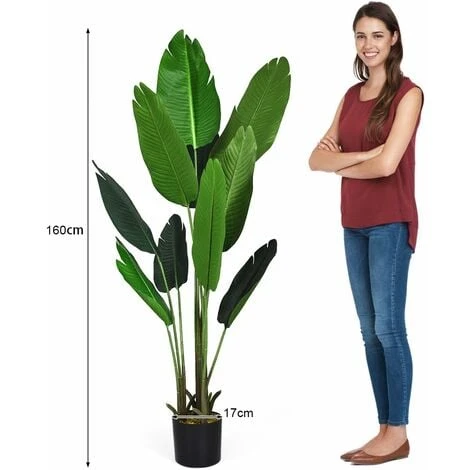 COSTWAY Plante Artificiel Bananier Avec Pot 160CM, Décoration Intérieur Et Extérieu, Idéal Pour Jardin, Magasin, Bureau 7 COSTWAY Plante Artificiel Bananier Avec Pot 160CM, Décoration Intérieur Et Extérieu, Idéal Pour Jardin, Magasin, Bureau – Image 5