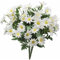 LangRay 2 Bouquets Fleurs De Marguerite Artificielle 24 Têtes Chacune, Simulation De Style Rural Fleurs En Plastique Colorfast Pour Table Fenêtre Balcon Décor à La Maison (Blanc)