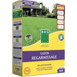 BHS GRP1 1kg 50 M² Semence Gazon Regarnissage Et Engrais Gazon Plus Résistant Et Mieux Protégé Rapide Et Durable Tous Types De Terrain Et Climats