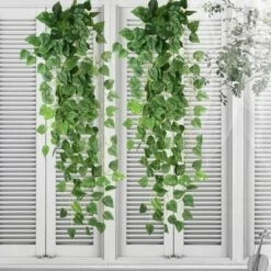 2x 170cm Lierre Vigne Artificielle Décoration Guirlande Feuille Plante Vert -Pas Cher Flore Calme Magasin 32703027 4