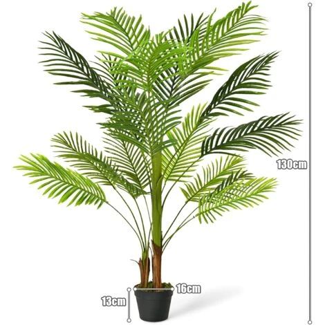 COSTWAY Palmier Phoenix Avec Pot 1,3m, Plante Artificielle Décoration Intérieure Pour Bureau, Maison, Salon 7 COSTWAY Palmier Phoenix Avec Pot 1,3m, Plante Artificielle Décoration Intérieure Pour Bureau, Maison, Salon – Image 5