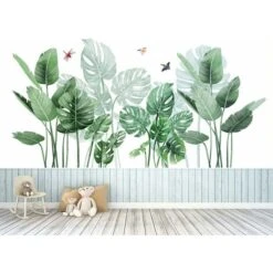 LangRay Stickers Muraux Plante Tropical Autocollant,Stickers Muraux Tropicaux Plante Feuille Palmier,Plante Verts Décoration Murale Chambre Salon Bureau (0)