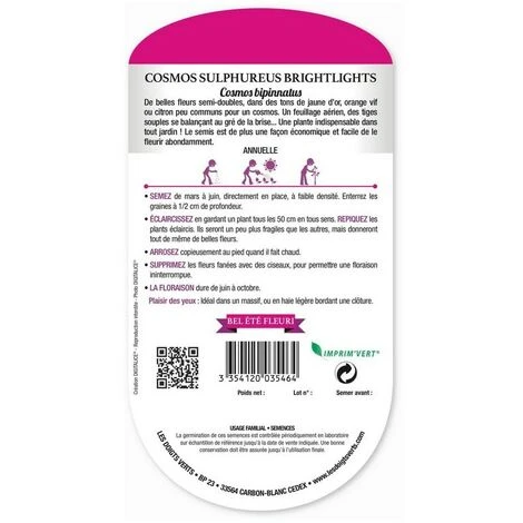Graines - Cosmos Sulphureus Brightlights 4 Graines - Cosmos Sulphureus Brightlights – Image 2