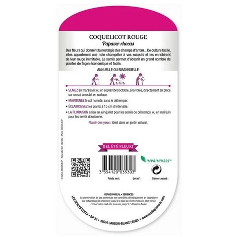 Graines - Coquelicot Rouge 4 Graines - Coquelicot Rouge – Image 2