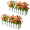 LangRay Fleurs Artificielles En Pot, 2pcs Fleurs Décoratives Artificielles Avec Clôture En Bois, Fleurs Artificielles Automne, Orchidées Artificielles, Décoration Fausses Fleurs Pour Balcon Salon Jard 1 LangRay Fleurs Artificielles En Pot, 2pcs Fleurs Décoratives Artificielles Avec Clôture En Bois, Fleurs Artificielles Automne, Orchidées Artificielles, Décoration Fausses Fleurs Pour Balcon Salon Jard -Pas Cher Flore Calme Magasin 36867728 1