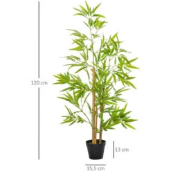 OUTSUNNY Bambous Artificiels 1,20H M - Lot De 2 Bambous Artificiels - 369 Feuilles Réalistes Par Bambou Avec Vrais Troncs - Pot Inclus Noir Vert -Pas Cher Flore Calme Magasin 37010505 3