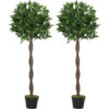 OUTSUNNY Lauriers Artificiels Topiaires 1,20H M - Lot De 2 Lauriers Boules Artificiels - 741 Feuilles Réalistes Par Pied - Tronc Liane - Pot Inclus Noir Vert -Pas Cher Flore Calme Magasin 37865174 1