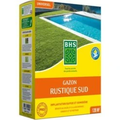 BHS GRS3 3kg 120 M² Gazon Rustique Sud Gazon Plus Résistant Et Mieux Protégé Résistance Aux Conditions Sèches Grâce à La Fétuque élevée