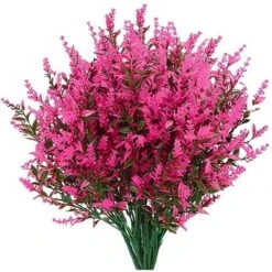 8Pcs Fleurs Artificielles En Plastique Extérieur Fleurs Artificielles Résistantes Aux UV D'Extérieur Plantes Fleurs Décoratives Pour Arrangement Floral, Décoration De Jardin Maison (Fuchsia)