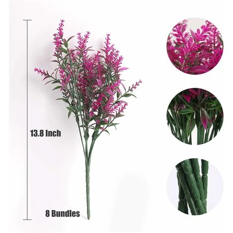 8Pcs Fleurs Artificielles En Plastique Extérieur Fleurs Artificielles Résistantes Aux UV D'Extérieur Plantes Fleurs Décoratives Pour Arrangement Floral, Décoration De Jardin Maison (Fuchsia) 4 8Pcs Fleurs Artificielles En Plastique Extérieur Fleurs Artificielles Résistantes Aux UV D'Extérieur Plantes Fleurs Décoratives Pour Arrangement Floral, Décoration De Jardin Maison (Fuchsia) – Image 2