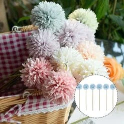 Fleur De Pissenlit Faux Oignon Boule De Fleur Bouquet Dhortensia En Soie Arbustes En Plastique Buissons Plante Pour Bouquet De Mariage De Mariée Maison Jardin Décoration GrooFoo (Bleu) -Pas Cher Flore Calme Magasin 39783902 3