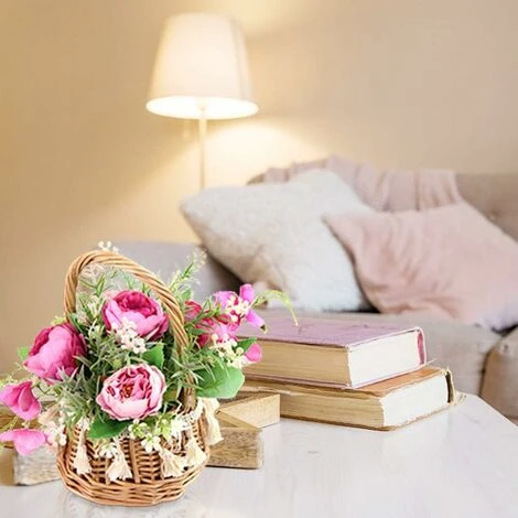 Keleily Panier Fleurs Artificielles Pivoine Fleurs Artificielles En Pot, Bouquet Fleur Artificielle Deco Avec Vase Et Manipuler Pour Mariage, Bureau, Table, Salon, Chambre à Coucher, Fête, Rose Rouge 4 Keleily Panier Fleurs Artificielles Pivoine Fleurs Artificielles En Pot, Bouquet Fleur Artificielle Deco Avec Vase Et Manipuler Pour Mariage, Bureau, Table, Salon, Chambre à Coucher, Fête, Rose Rouge – Image 2