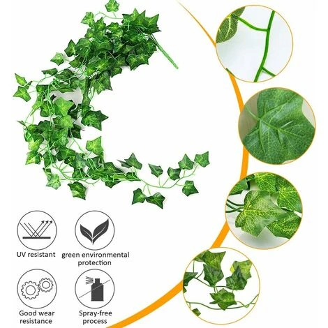 Faux Plantes,Lierre Artificielle Plantes Guirlande Vigne 2 Pièces Faux Lierre Artificielle Guirlande Décoration Pour Célébration, Mariage, Cuisine, Jardin, Bureau 6 Faux Plantes,Lierre Artificielle Plantes Guirlande Vigne 2 Pièces Faux Lierre Artificielle Guirlande Décoration Pour Célébration, Mariage, Cuisine, Jardin, Bureau – Image 4