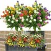 Fausses Fleurs Pour La Décoration, 10PCS 5 Couleurs Versailles De Fleurs Artificielles Résistantes Aux UV En Plein Air, Faux Bouquet En Plastique Verdure Arbustes Plantes Pour Maison Jardin Décor De -Pas Cher Flore Calme Magasin 42476353 1