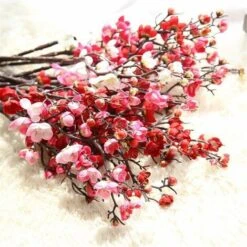 Lot De 10 Branches De Fleurs De Prunier Artificielles, Fleurs De Cerisier Artificielles En Soie, Fleurs De Pêche, Fleurs Artificielles à Tige Longue En Plastique -Pas Cher Flore Calme Magasin 45092230 5