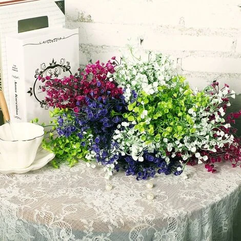 12 Lots Arbustes Artificiels Buissons Fleurs Artificielles Résistantes Aux UV D'Extérieur Plantes Fleurs Décoratives Pour Arrangement Floral. Centre De Table. Décoration De Jardin Maison (Blanc) 3 12 Lots Arbustes Artificiels Buissons Fleurs Artificielles Résistantes Aux UV D'Extérieur Plantes Fleurs Décoratives Pour Arrangement Floral. Centre De Table. Décoration De Jardin Maison (Blanc) – Image 2