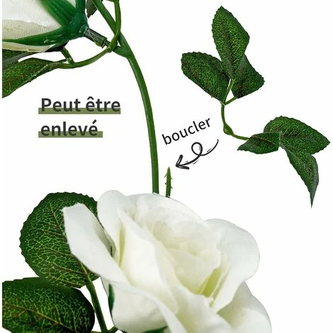 2 Pièces Fleurs Artificielles Deco, Fleur Artificielle Guirlande De Rose Decoration Mariage Pour Murs, Jardin, Salon, Pour Les D’Anniversaire Intérieur Et Extérieur, 2,3 Mètre - Blanc 5 2 Pièces Fleurs Artificielles Deco, Fleur Artificielle Guirlande De Rose Decoration Mariage Pour Murs, Jardin, Salon, Pour Les D’Anniversaire Intérieur Et Extérieur, 2,3 Mètre - Blanc – Image 3