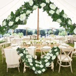 2 Pièces Fleurs Artificielles Deco, Fleur Artificielle Guirlande De Rose Decoration Mariage Pour Murs, Jardin, Salon, Pour Les D’Anniversaire Intérieur Et Extérieur, 2,3 Mètre - Blanc 11 2 Pièces Fleurs Artificielles Deco, Fleur Artificielle Guirlande De Rose Decoration Mariage Pour Murs, Jardin, Salon, Pour Les D’Anniversaire Intérieur Et Extérieur, 2,3 Mètre - Blanc -Pas Cher Flore Calme Magasin 45122327 5