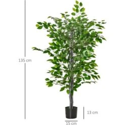 HOMCOM Arbre Artificiel Plante Artificielle Ficus H.1,35 M Tronc Branches Liane Lichen Feuilles Grand Réalisme Pot Inclus -Pas Cher Flore Calme Magasin 46698862 3