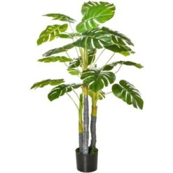 HOMCOM Arbre Artificiel Plante Artificielle Monstera H.1,2 M Tronc Branches Lichen Feuilles De Tortue Grand Réalisme Pot Inclus
