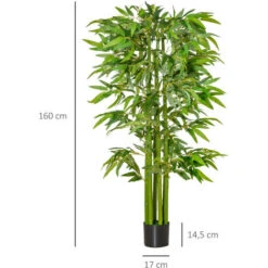 HOMCOM Bambou Artificiel XL 1,60H M 975 Feuilles Denses Réalistes Pot Inclus Noir Vert -Pas Cher Flore Calme Magasin 47140737 3