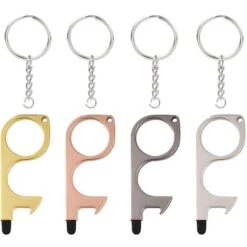 Pas Cher Flore Calme Magasin 19 Ouvre Porte Sans Contact, Hygiénique Porte Cle Gardez La Main Propre, Crochet Pour Poignée De Porte Extérieure Public Ascenseur Ecran Tactile 7.1cmX2.9cm Fontainebleau 4Pcs