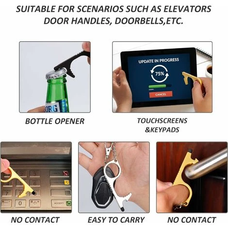 Ouvre Porte Sans Contact, Hygiénique Porte Cle Gardez La Main Propre, Crochet Pour Poignée De Porte Extérieure Public Ascenseur Ecran Tactile 7.1cmX2.9cm Fontainebleau 4Pcs 5 Ouvre Porte Sans Contact, Hygiénique Porte Cle Gardez La Main Propre, Crochet Pour Poignée De Porte Extérieure Public Ascenseur Ecran Tactile 7.1cmX2.9cm Fontainebleau 4Pcs – Image 3
