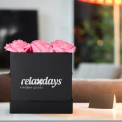 Relaxdays Boîte à Roses Carré, 9 Pièces, Bac Floral Noir, Fleurs Durables, Idée Cadeau, Réaliste, Couleur Rosé -Pas Cher Flore Calme Magasin 52201862 3