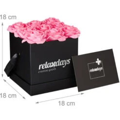 Relaxdays Boîte à Roses Carré, 9 Pièces, Bac Floral Noir, Fleurs Durables, Idée Cadeau, Réaliste, Couleur Rosé -Pas Cher Flore Calme Magasin 52201862 4