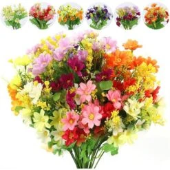 6 Pcs Fleur Artificielle Bouquet Décoration, Daisy Soie Fausse Pour Vase Bouquet Arrangement Décoration De Maison Jardin Cuisine Chambre