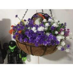 8 Pcs Fleurs Artificielles Extérieures Résistant Aux UV Arbustes Plantes Pour Intérieur Extérieur Suspendu Planteur Cuisine Maison Bureau De Mariage Jardin Décor （Jaune, Violet, Blanc, Orange Rouge) -Pas Cher Flore Calme Magasin 52569354 4