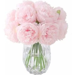 Pivoines Artificielles, 10 Têtes De Pivoine En Soie Fausse Fleur Pour La Décoration De Rebord De Fenêtre D'hôtel De Bureau à Domicile De Mariage, Centres De Table-2 Bouquets (Rose Clair)