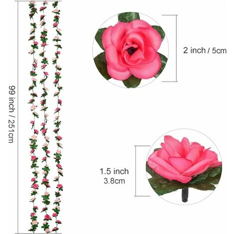 4 Pièces Artificielle Rose Guirlande, 250cm Roses Fleurs Artificielles Guirlande Avec Feuilles De Vert Lierre Mariage Deco Pour Célébration, Mariage, Cuisine, Jardin 4 4 Pièces Artificielle Rose Guirlande, 250cm Roses Fleurs Artificielles Guirlande Avec Feuilles De Vert Lierre Mariage Deco Pour Célébration, Mariage, Cuisine, Jardin – Image 2