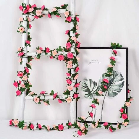 4 Pièces Artificielle Rose Guirlande, 250cm Roses Fleurs Artificielles Guirlande Avec Feuilles De Vert Lierre Mariage Deco Pour Célébration, Mariage, Cuisine, Jardin 6 4 Pièces Artificielle Rose Guirlande, 250cm Roses Fleurs Artificielles Guirlande Avec Feuilles De Vert Lierre Mariage Deco Pour Célébration, Mariage, Cuisine, Jardin – Image 4