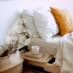 2 Pcs Feuilles Artificielles Tiges Faux Ginkgo Creux Feuilles Picks Plantes En Plastique Branches Bouquets Arrangement De Fleurs Pour Vase De Mariage Home Office Decor Blanche -Pas Cher Flore Calme Magasin 54126889 5