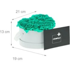 Relaxdays Boîte à Roses, 18 Roses, Bac à Roses Blanc, Forme En Cœur, Conservable 10 Ans, Turquoise 10 Relaxdays Boîte à Roses, 18 Roses, Bac à Roses Blanc, Forme En Cœur, Conservable 10 Ans, Turquoise -Pas Cher Flore Calme Magasin 54363911 4