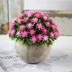 Lot De 4 Petites Plantes Artificielle Des Fleurs Avec Pot,Intérieur Exterieur Pour Déco.(Orange+Rose+Jaune+Violet) -Pas Cher Flore Calme Magasin 55942812 4