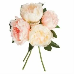 Pivoines Artificielles 30cm Bouquet De 4 Fleurs - Rose Blanc -