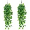 2 Pièces Plante Artificielle Suspendues Pothos Artificiel Fausses Plantes Artificielles Decoration Faux Pothos Réaliste Feuille Verte Lierre Pour La Maison Jardin Chambre Décorations