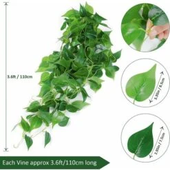 2 Pièces Plante Artificielle Suspendues Pothos Artificiel Fausses Plantes Artificielles Decoration Faux Pothos Réaliste Feuille Verte Lierre Pour La Maison Jardin Chambre Décorations -Pas Cher Flore Calme Magasin 57343277 3