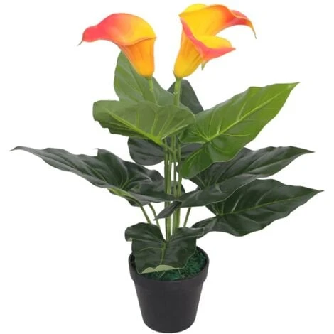Plante Artificielle Avec Pot Lis Calla 45 Cm Rouge Et Jaune VidaXL 3 Plante Artificielle Avec Pot Lis Calla 45 Cm Rouge Et Jaune VidaXL